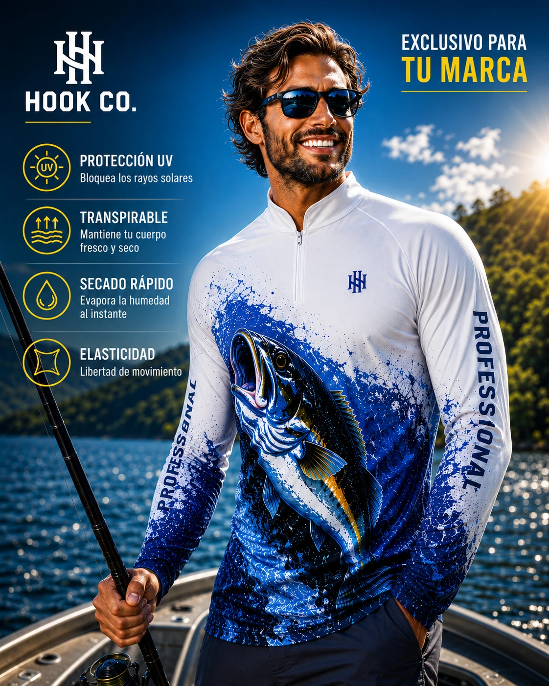 Remera de pesca masculina